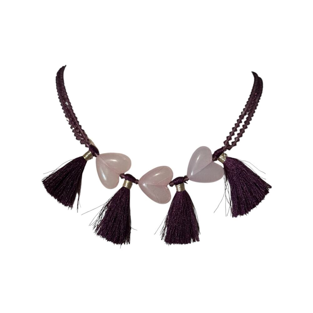 Purple Beaded Heart Necklace